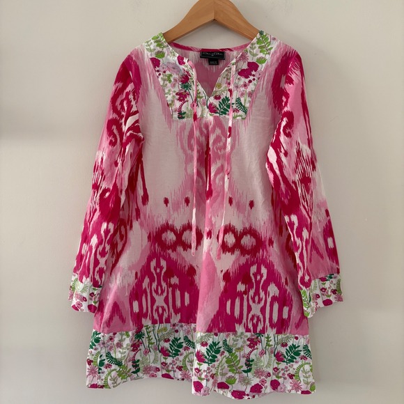 Oscar de la Renta Kids Pink Ikat Floral Garden Print Tunic Dress 8Y Portugal - Picture 10 of 10